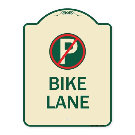 Signmission No Parking Symbol Bike Lane Heavy-Gauge Aluminum Architectural Sign, 24" x 18", TG-1824-23817 A-DES-TG-1824-23817